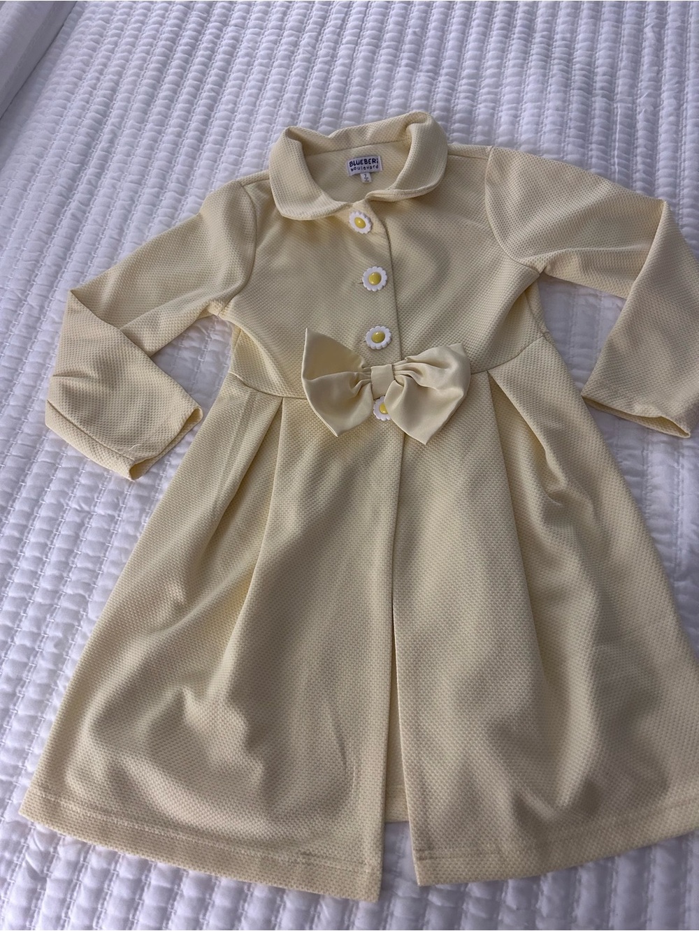 Blueberi Boulevard Butter Yellow Girls' Collar Jacket. Size 7